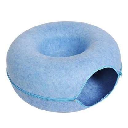 Donut Cat Tunnel Bed – The 2-in-1 Cozy Hideaway