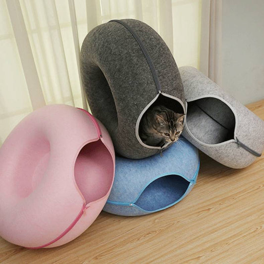 Donut Cat Tunnel Bed – The 2-in-1 Cozy Hideaway