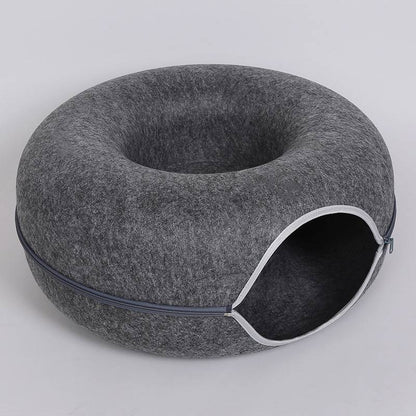 Donut Cat Tunnel Bed – The 2-in-1 Cozy Hideaway