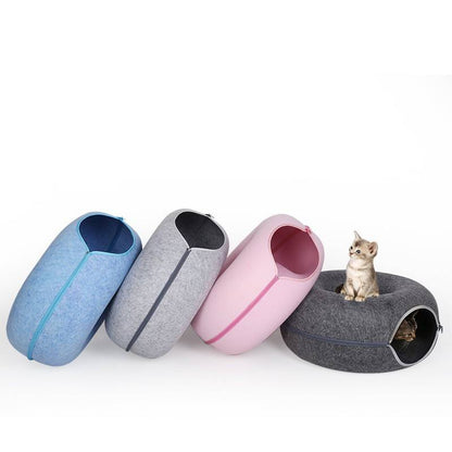 Donut Cat Tunnel Bed – The 2-in-1 Cozy Hideaway