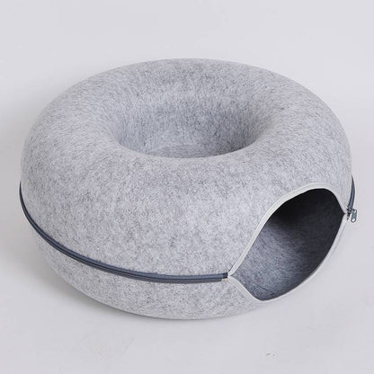 Donut Cat Tunnel Bed – The 2-in-1 Cozy Hideaway